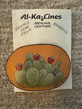 Genuine Leather Prickly Pear Cactus Barrette